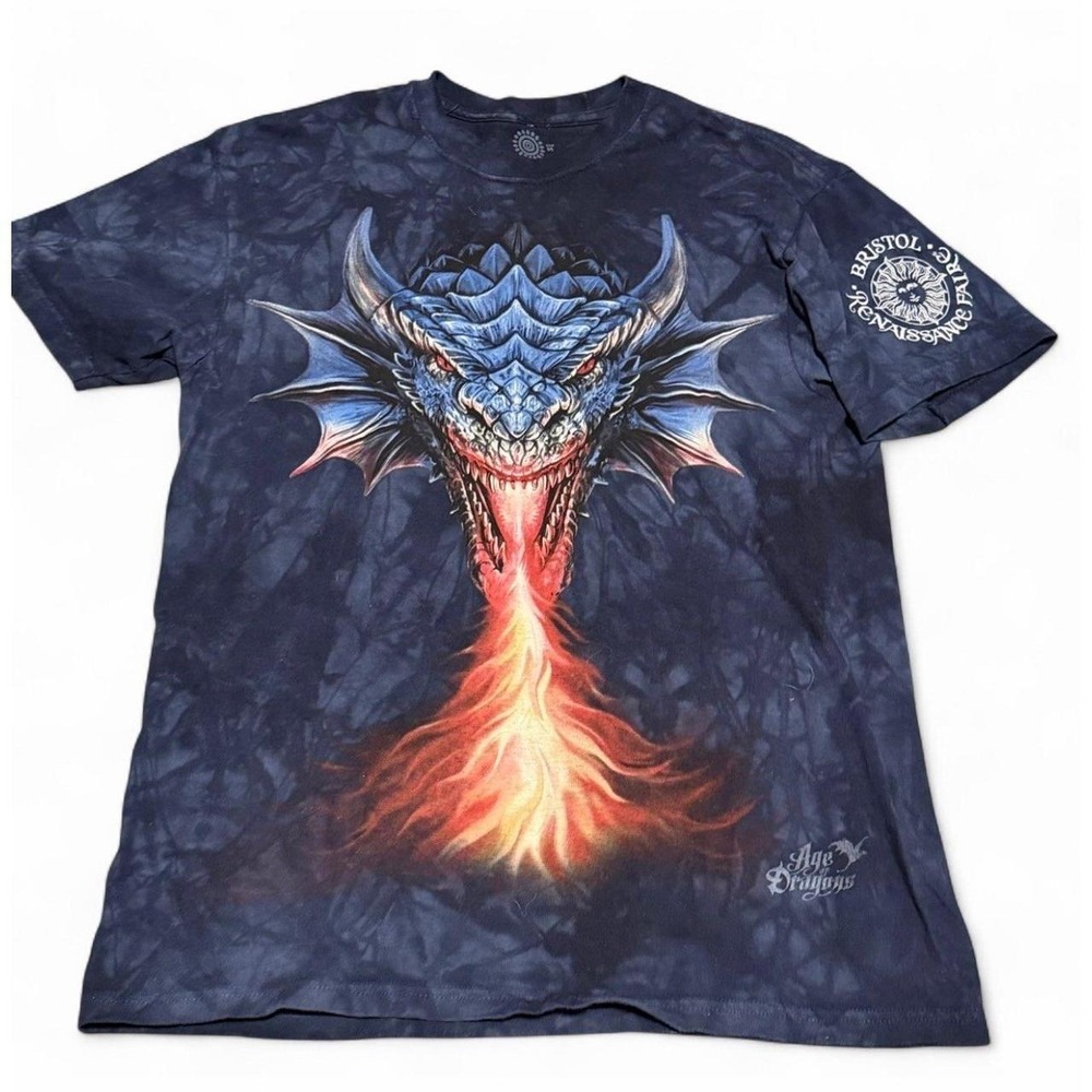 The Mountain Age of Dragons T Shirt M Bristol Renaissance Faire Tie Dye Dragon